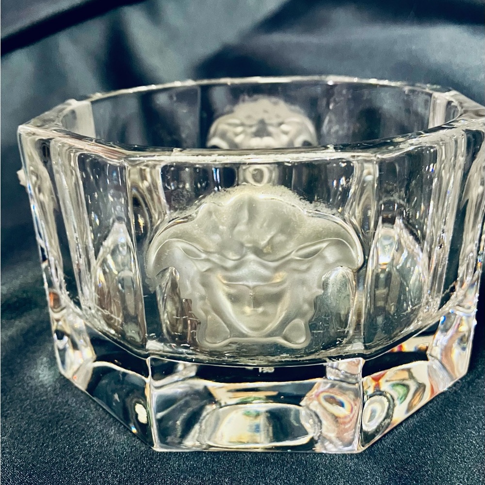Versace Crystal Ashtray/ Wine Coaster with Medusa Design
